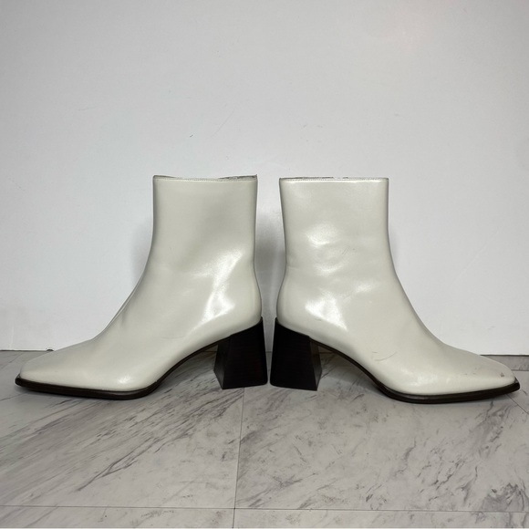 Jeffrey Campbell White Leather Square Toe Heeled Bootie 10 - Picture 8 of 15